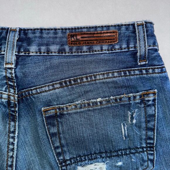 Y2k Ralph Lauren polo mid rise distressed denim shorts sz 6 - Picture 3 of 5
